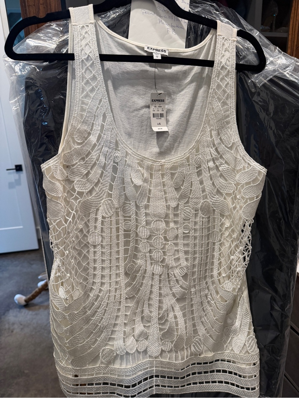 Express Women's White Crochet Lace Tank Top